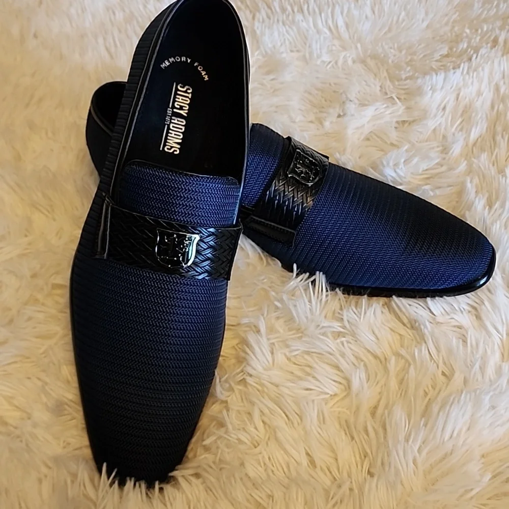 Stacy Adams Men's Dark Blue Loafers Shoes Brand New No Tag